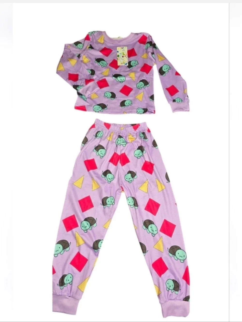 Kids Purple Alien & Shape Printed Long Sleeve Pajama Set